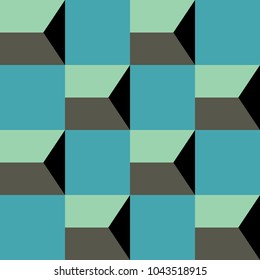 Geometric seamless pattern. Gray-black and blue-green texture.