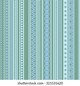 Geometric seamless pattern green and blue winter vintage