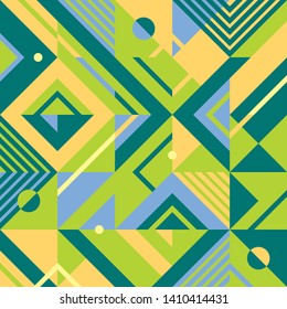 Geometric seamless pattern in green colors. Fashion Abstract texture. Template for tile, corporate identity design and style wallpaper.