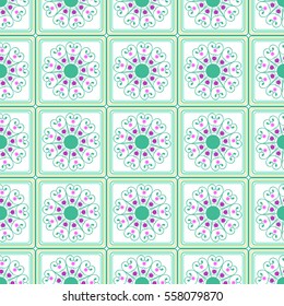 geometric seamless pattern, green squares, vector illustration 