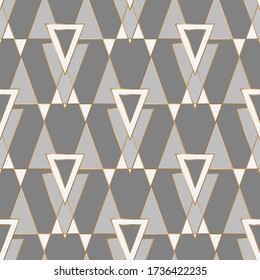 Geometrisches nahtloses Muster mit grauen und weißen Elementen. Art-Déco-Stil. Vector-Abbildung. 