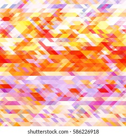 Geometric seamless pattern. Grid mosaic background, repeating polygon triangles. Tile backdrop template. Abstract design, vertical lines, square shape wallpaper - white, red, orange, yellow, violet