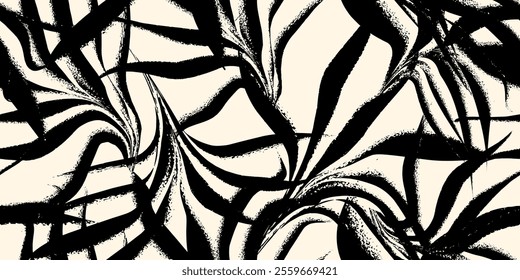 Geometric seamless pattern with grunge grain in black and white color texture. Abstract patterns with contemporary aesthetics. Repeatable futuristic background. Vector illustration