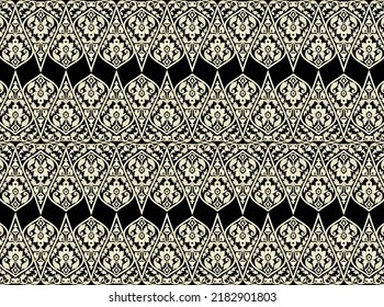 Geometric Seamless pattern. Hand Drawn Folk Fabric. White and Dark Elements. Arabic Cloth. Ink Motley Paper. Delicate Graphic Pakistani.
