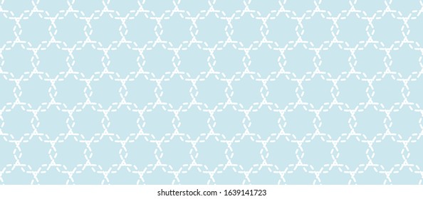 Geometric seamless pattern of hexagon grid cells on blue background vector illustration.