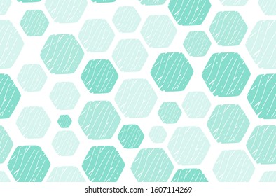 Geometric seamless pattern of hexagon shapes on white background vector illustration. 