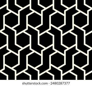 Geometric of Seamless pattern. Hexagon shapes Repeating patterns of Artistic lines design vector.