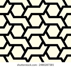 Geométrica de patrón sin costuras. Formas hexagonales Patrones repetidos de líneas artísticas de diseño de Vector.