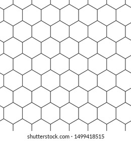 Geometric seamless pattern with hexagons, black and white tile. Honeycomb background. Outline design. Vector illustration
