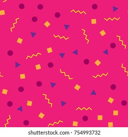 Geometric seamless pattern. Hipster creative design. Trendy background with triangles, the zigzag line, a square and a circle for printing on paper, fabric, web pages, Wallpapers, banners, brochures.