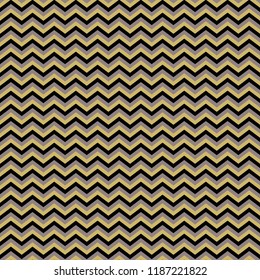 Geometric seamless pattern. Horizontal zigzag lines: gold, black, gray. Vector illustration.