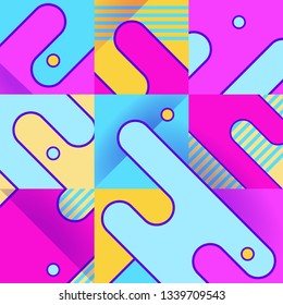 Geometric seamless pattern icartoon  playful retro style. Vector illustration