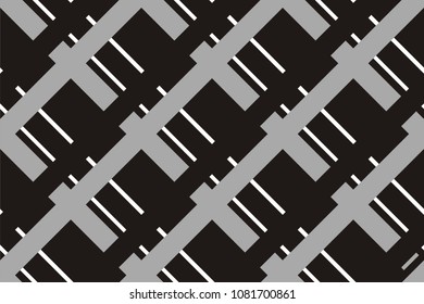 Geometric seamless pattern with intersecting lines, grids, cells. Criss-cross background in traditional tile style. For printing on fabric, paper, wrapping, scrapbooking, banners Vector illustration