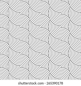 Geometrisches Nahtloses Muster mit miteinander verbundenen Kurven - Circle Forms, Vektorgrafik