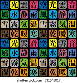 Geometric seamless pattern - Japanese Kanji tile about weather