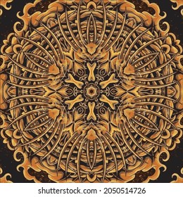 Geometric seamless pattern kaleidoscope illustration, Oriental style painting