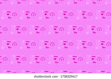 Geometric seamless pattern kitchen elements cute