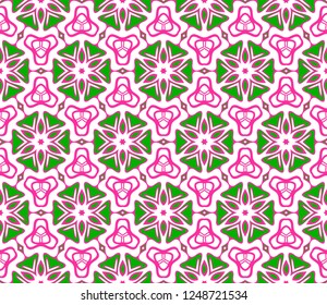 Geometric Seamless Pattern In Lace Style. Ethnic Ornament. Vector Illustration. For Modern Interior Design, Fashion Textile Print, Wallpaper. Gradient color.