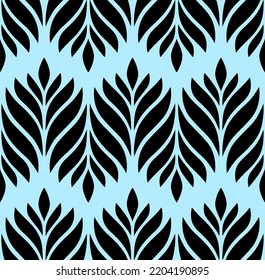 Geometrisches nahtloses Muster mit Blättern. Stilvoller abstrakter floraler Hintergrund. Vektorgrafik.