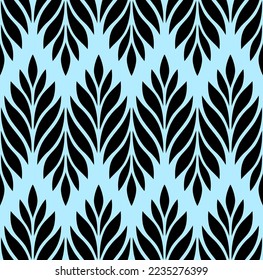 Geometric seamless pattern with leaves. Stylish abstract floral background. Vector illustration.