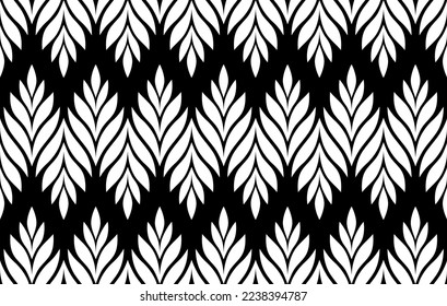 Geometric seamless pattern with leaves. Stylish abstract floral background. Vector illustration.