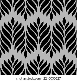Geometric seamless pattern with leaves. Stylish abstract floral background. Vector illustration.