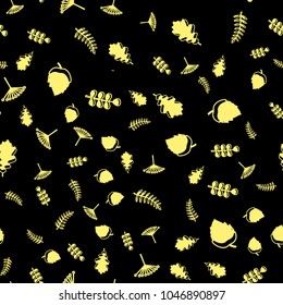 Geometric seamless pattern of leaves. Leaves of trees on a white background. Vector illustration.