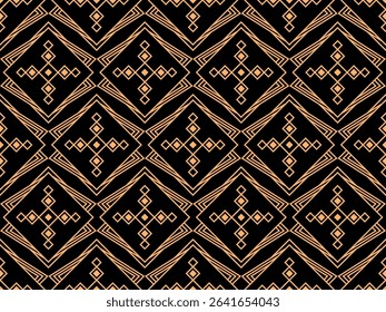 Geometric seamless pattern in line art style. Art deco geometric pattern of golden lines on a black background. Vintage linear style. Design for wallpapers, wrappers and banners. Vector illustration