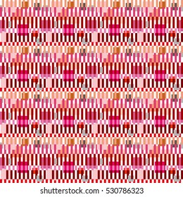 Geometric seamless pattern - line art, red and pink
