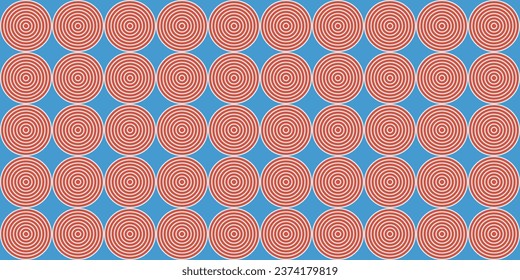 Geometric seamless pattern with line circles or dots, beige and pink colors, vector illustration