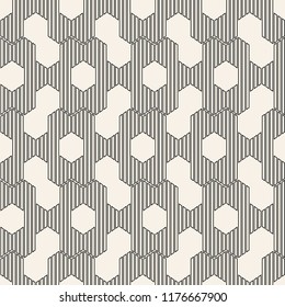 Geometric seamless pattern with line repeating hexagons.Vector simple graphic background.Textile texture