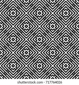 Geometric seamless pattern in line style. Vector monochrome illustration for minimalistic design. Abstract background.