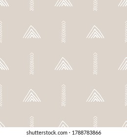Geometric seamless pattern with line, triangle on beige background. Abstract texture in hand drawn style for textile, Wallpaper, wrapping paper. Vector illustration