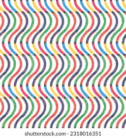 Geometric seamless pattern. Linear freehand grunge scratched ornament