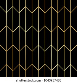 Geometric seamless pattern with lines. Black and gold texture.