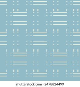 Geometric seamless pattern with lines, squares, rectangles. Blue colour. Vector illustration