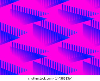 Geometric seamless pattern with liquid gradient. Blue gradient triangles on a pink background. Vector illustration