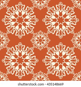 Geometric seamless pattern. Low color design. Endless rosette on orange color. Two color abstract background. Vintage decorative elements. Islam, Arabic, Indian, Ottoman, Persian motifs.