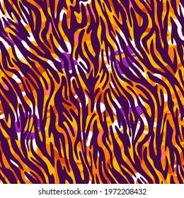 Geometric seamless pattern made of curved wavy lines. Artistic animal stripes background. Rippled water texture ornament.