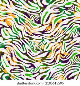Geometric seamless pattern made of curved wavy lines. Artistic animal stripes background. Rippled water texture ornament.