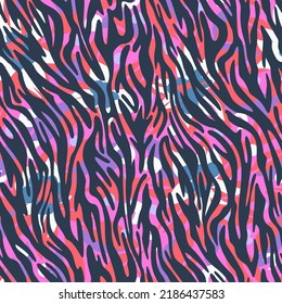 Geometric seamless pattern made of curved wavy lines. Artistic animal stripes background. Rippled water texture ornament.