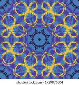 Patrón geométrico sin soldadura hecho al estilo étnico por pinceles de acuarela para impresión, tela, papel pintado, ropa. Estilo Mandala.