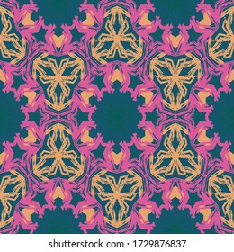Geometric seamless pattern made in ethnic style made by watercolor brushes for print, fabric, wallpaper, clothes. Mandala style.