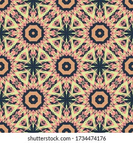 Patrón geométrico sin soldadura hecho al estilo étnico por pinceles de acuarela para impresión, tela, papel pintado, ropa. Estilo Mandala.
