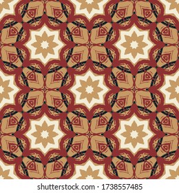 Geometric seamless pattern made in ethnic style made by watercolor brushes for print, fabric, wallpaper, clothes. Mandala style.