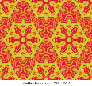 Patrón geométrico sin soldadura hecho al estilo étnico por pinceles de acuarela para impresión, tela, papel pintado, ropa. Estilo Mandala.