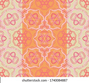 Geometric seamless pattern made in ethnic style made by watercolor brushes for print, fabric, wallpaper, clothes. Mandala style.