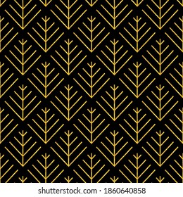 Geometric seamless pattern made in a golden line style vector. Abstract tree . Easy to use for textiles, wallpaper, wrapping paper.
