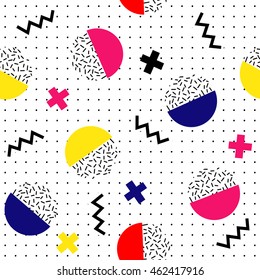 Geometric  seamless  pattern. Memphis design. Abstract 80s - 90s fashion style. Vector illustration