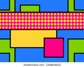 Geometric seamless pattern in the memphis style of the 80s. Dots and dotted lines. Elements of style Bauhaus. Vector illustration